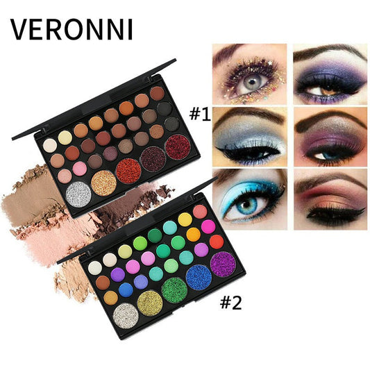 29-Color Eyeshadow Palette with Matte, Pearlescent, Earth-Tone Smoky Shades